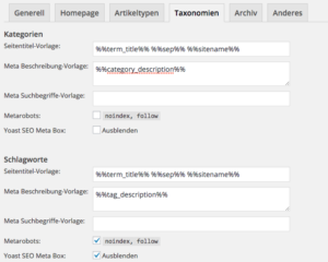 Taxonomies SEO Yoast