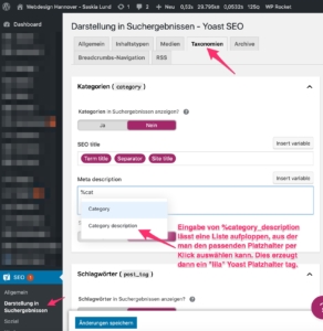 Yoast SEO taxonomies