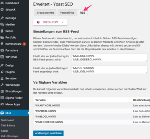 Yoast SEO Avancé RSS