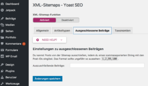 Yoast SEO XML Sitemaps - entradas excluidas