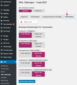 Yoast SEO XML Sitemaps - Taxonomies