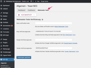 Yoast 7.x - General - Pestaña: Herramientas para webmasters de Google