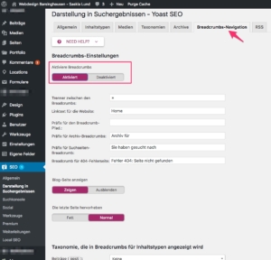 Yoast SEO 7.x Darstellung in den Suchergebnissen - Breadcrumbs
