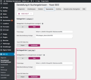 Taxonomies Yoast SEO 7.x