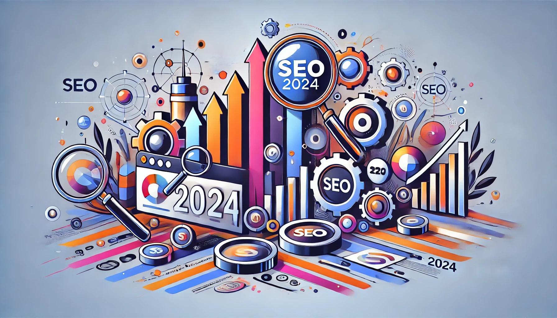 Infographic on the most important SEO trends in 2024 - shows the key developments and changes at a glance